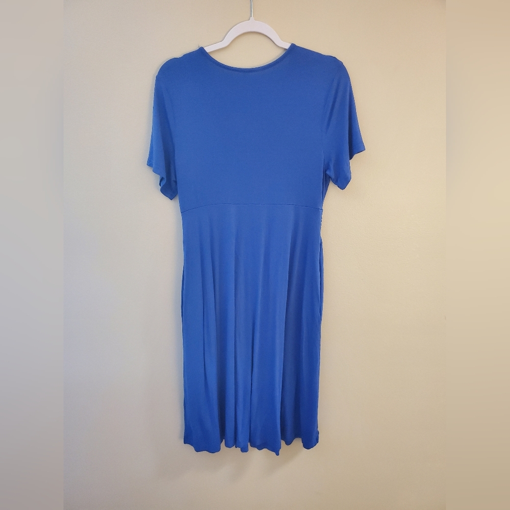 Weaczzy Solid Blue Short Sleeve Dress Size Large - Picture 3 of 4